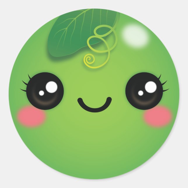 Sticker rond classique Kawaii Pea (Devant)