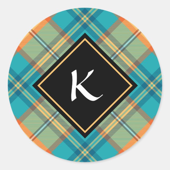 Sticker rond classique Kingfisher Tartan (Devant)