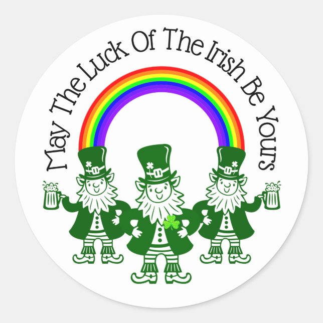 Sticker rond classique Leprechaun Trio (Devant)