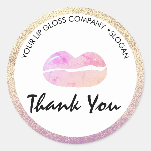 Sticker rond classique Lip Gloss Business logo (Devant)