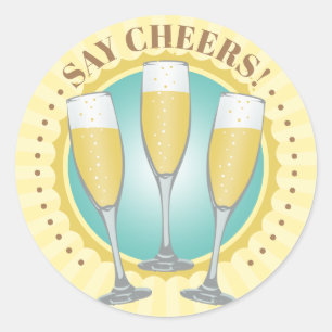 Sticker rond classique Lunettes de Champagne