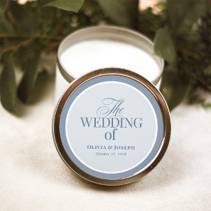 Sticker Rond Classique Luxe Élégant Mariage Bleu Poussiéreux