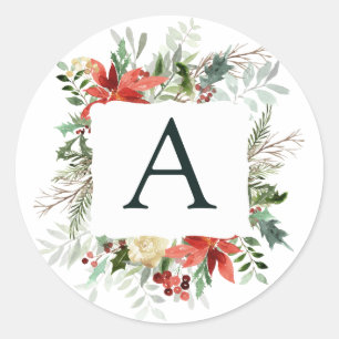 Sticker rond classique Mariage de l'hiver Foliage