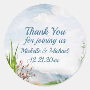 Sticker rond classique Mariage Dune Beach