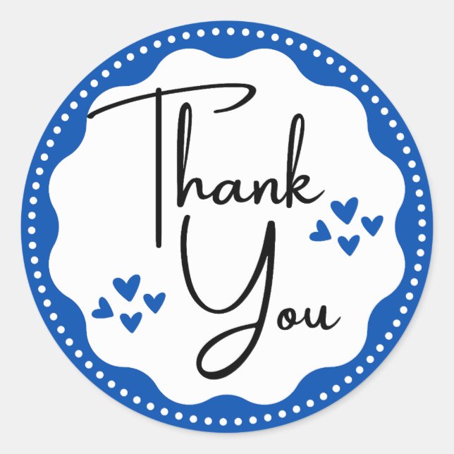 Sticker rond classique Merci Blue Hearts (Devant)