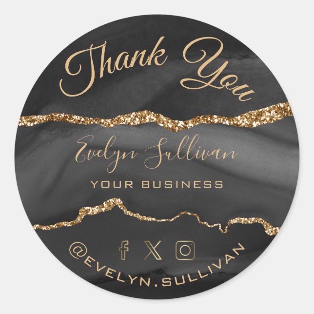 Sticker rond classique Merci d'âge noir (Devant)