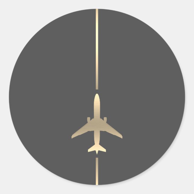 Sticker Rond Classique Minimaliste Aviation (Devant)