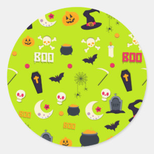 Sticker rond classique motif Halloween pour enfant