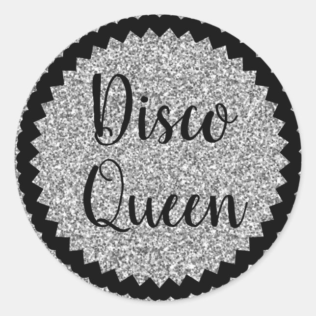 Sticker Rond Classique Parties scintillant en argent Dico Queen (Devant)