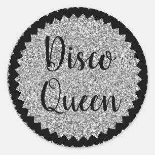 Sticker Rond Classique Parties scintillant en argent Dico Queen