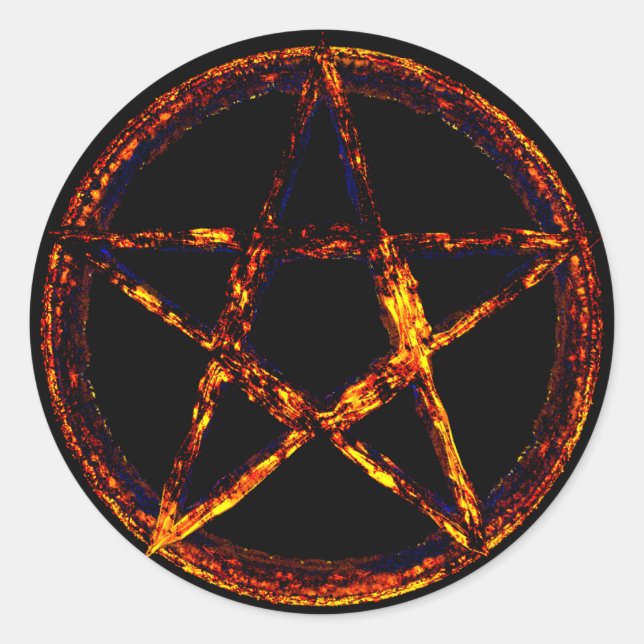 Sticker rond classique Pentagram, brillant (Devant)