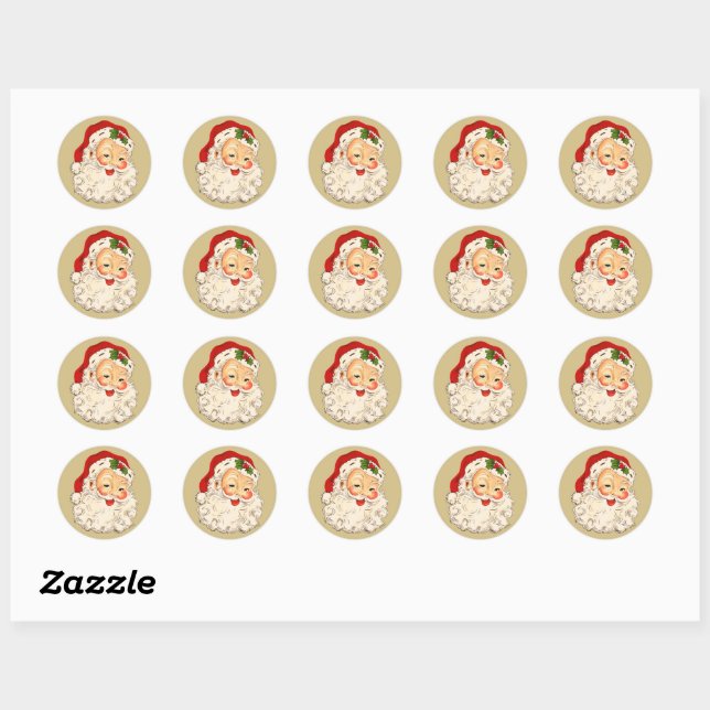 Sticker rond classique père Noël n° 2 (Feuille)