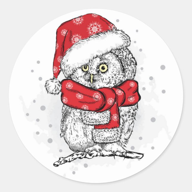 Sticker rond classique père Noël OWL (Devant)