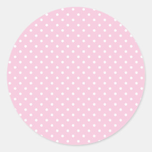 Sticker Rond Classique pois blancs - Rose pâle