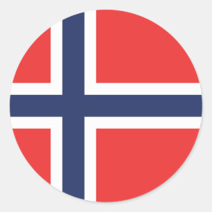 Sticker rond classique pour drapeau norvégien