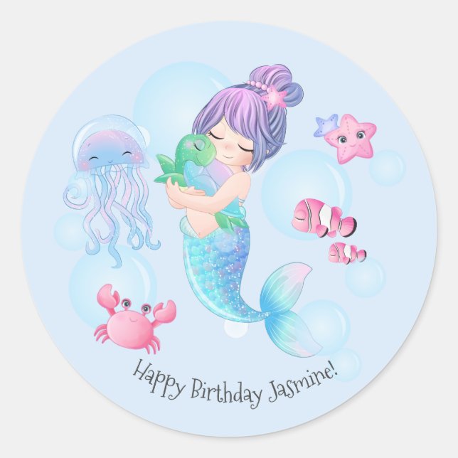 Sticker rond classique pour la fête d'anniversaire (Devant)