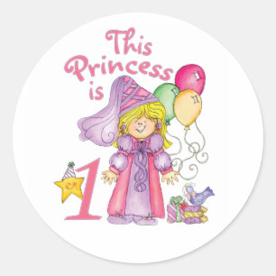 Sticker rond classique Princess First Birthday