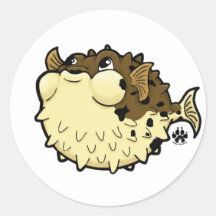 Sticker rond classique Puffer Fish