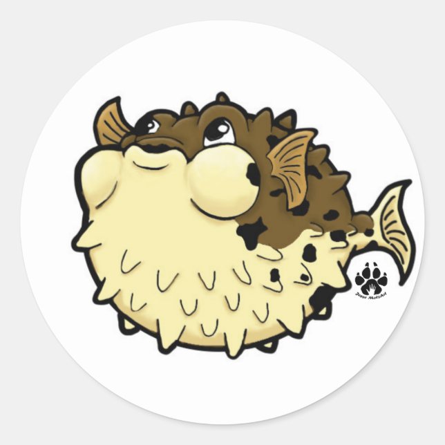Sticker rond classique Puffer Fish (Devant)