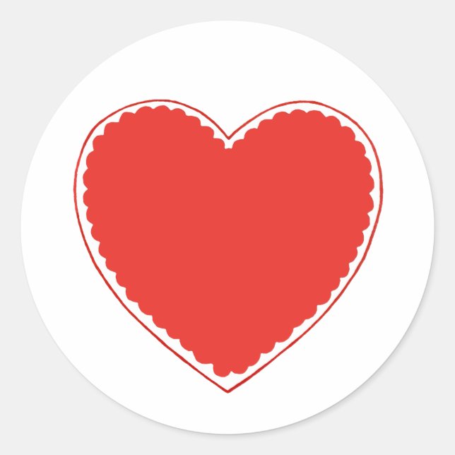 Sticker rond classique Red Heart Valentine (Devant)