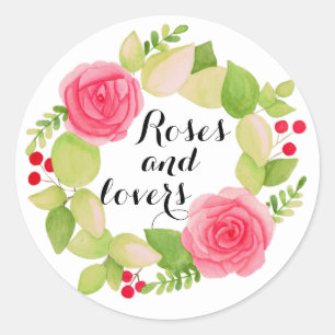 Sticker rond classique rose et amoureux