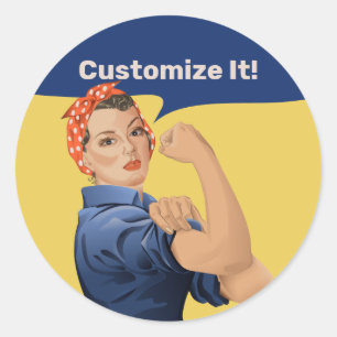Sticker rond classique Rosie Riveter