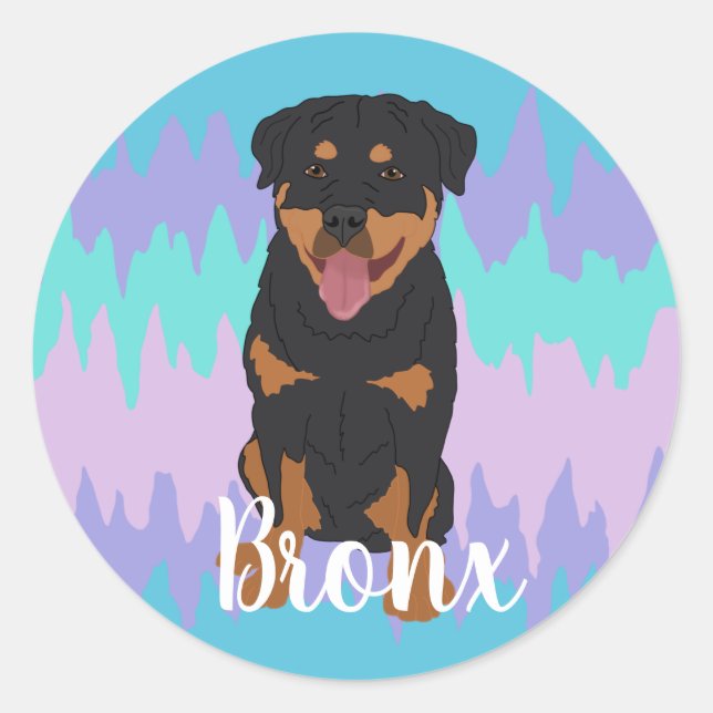 Sticker rond classique Rottweiler (Devant)