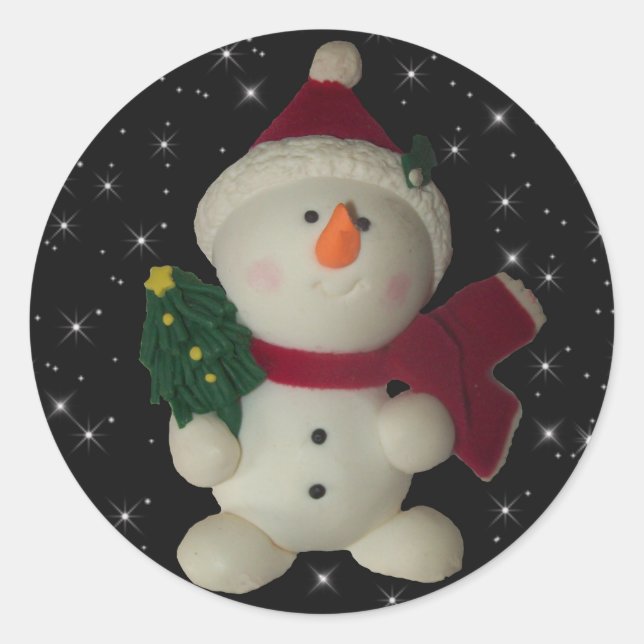 Sticker rond classique Snowman de vacances (Devant)