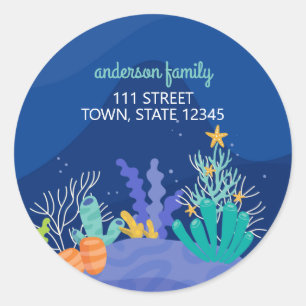 Sticker rond classique sous la mer de Noël