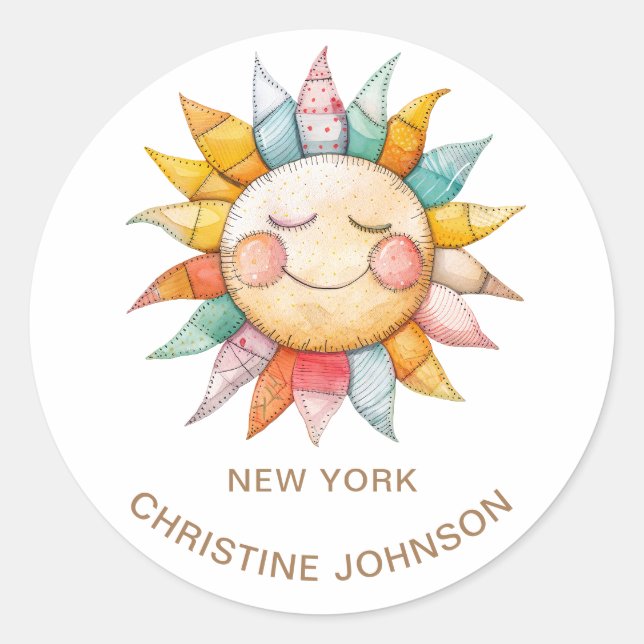 Sticker rond classique Sun Logo (Devant)