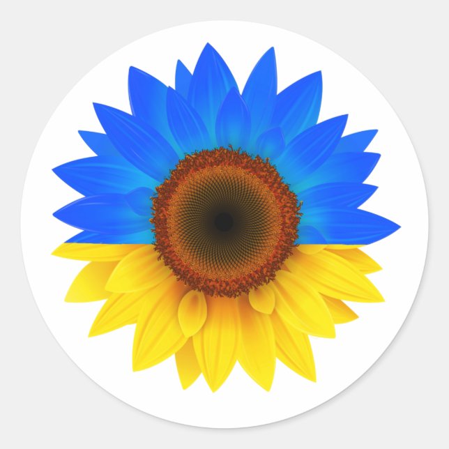 Sticker rond classique tournesol ukrainien (Devant)