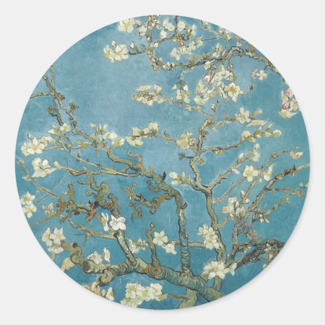 STICKER ROND CLASSIQUE : VAN GOGH : ALMOND BLOSSOM (Devant)