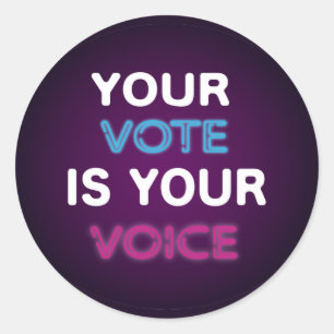 Sticker rond classique "Your Vote is Your Voice"