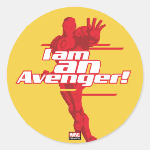 Sticker Rond Classiques Avengers   Iron Man "Je Suis" Graphique