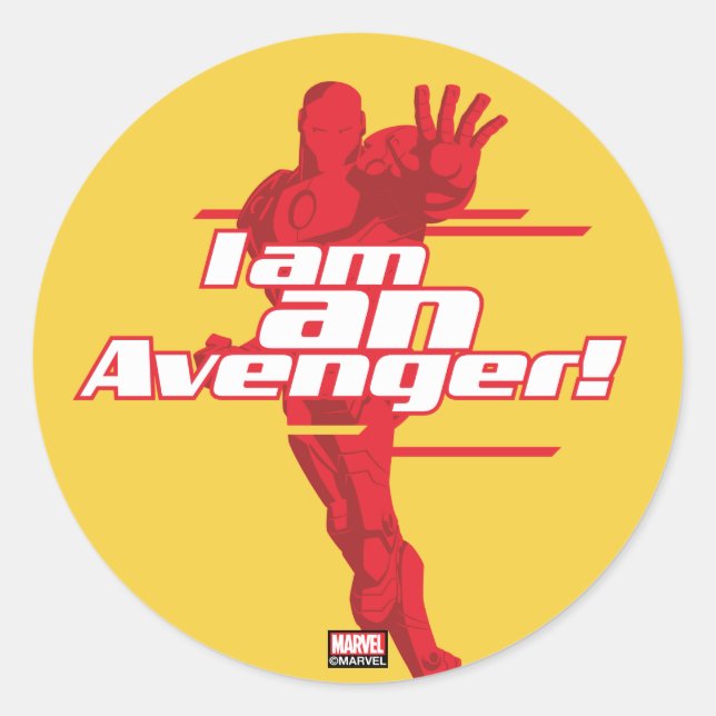Sticker Rond Classiques Avengers | Iron Man "Je Suis" Graphique (Devant)