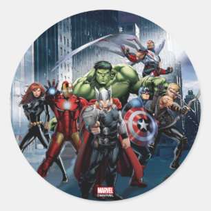 Sticker Rond Classiques Avengers   Thor menant les Avengers