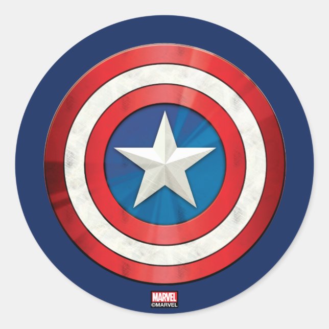 Sticker Rond Classiques des Avengers | Bouclier brossé de Capta (Devant)