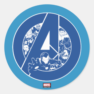 Sticker Rond Classiques des Avengers   Logo des Avengers dans l