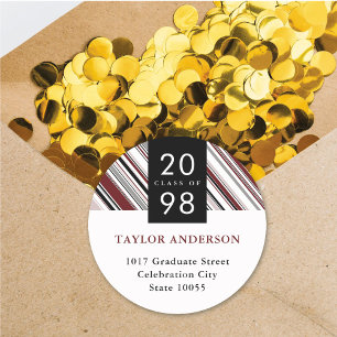 Sticker Rond Classiques Rayures fines Adresse de Retour de Dipl