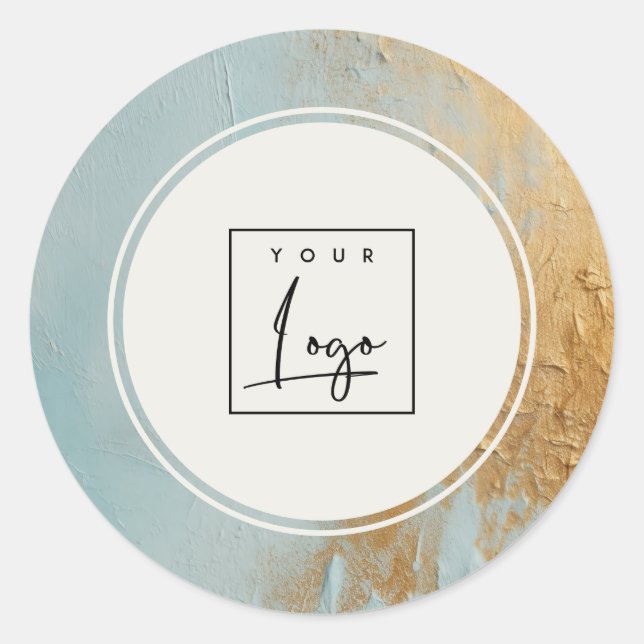 Sticker Rond Classy Artisan Blue Gold Paint Logo Entreprise (Devant)