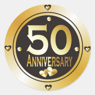 Sticker Rond Classy Black and Gold 50e Anniversaire d'or