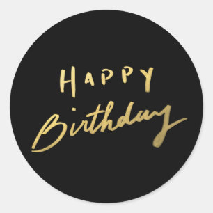 Sticker Rond Classy Gold Joyeux anniversaire