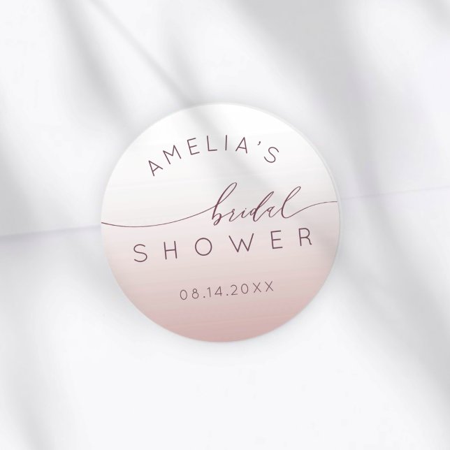 Sticker Rond Classy Pink Gradient Bridal Shower (Créateur téléchargé)