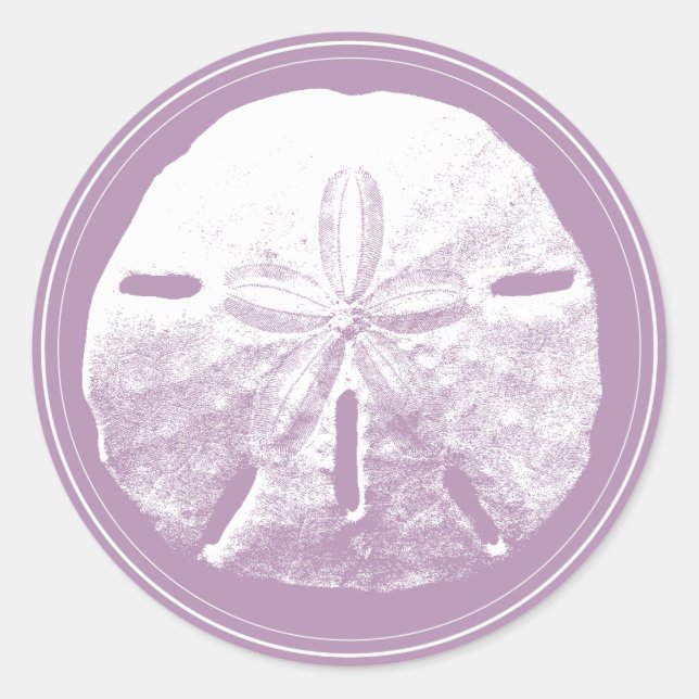 Sticker Rond Classy Violet Sable Dollar Plage Mariage Faveur (Devant)