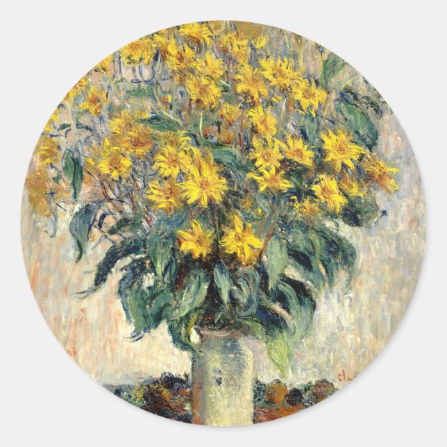 Sticker Rond Claude Monet Jérusalem Artichoke Flowers 1880 (Devant)