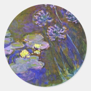 Sticker Rond Claude Monet Nymphéas Agapanthes