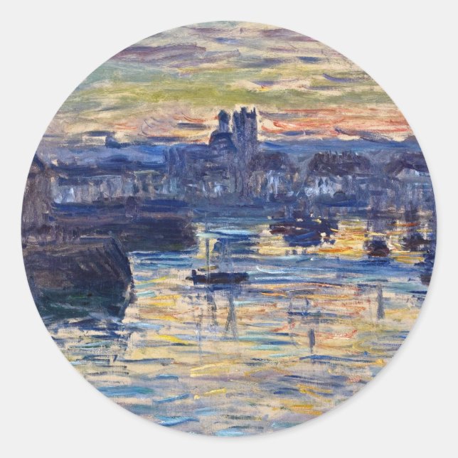Sticker Rond Claude Monet - Port De Dieppe, Soirée (Devant)