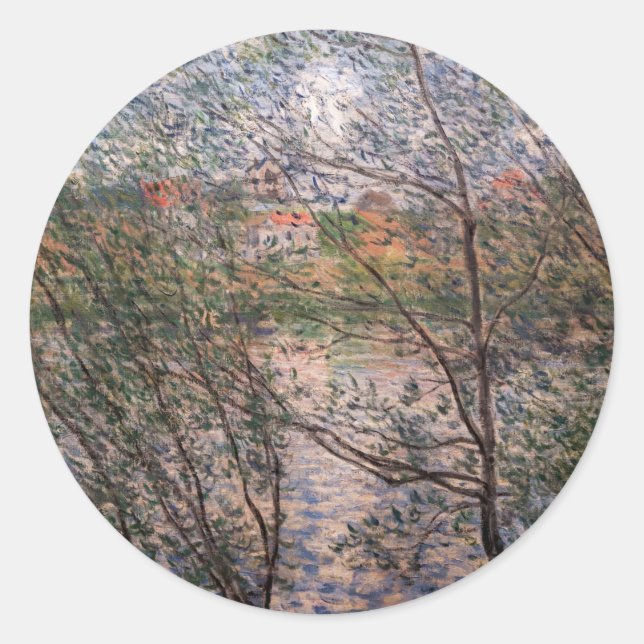 Sticker Rond Claude Monet - Printemps à travers les branches (Devant)