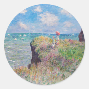 Sticker Rond Claude Monet - Promenade Cliff à Pourville