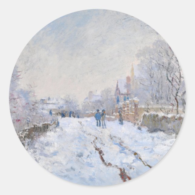 Sticker Rond Claude Monet - Scène de neige à Argenteuil (Devant)